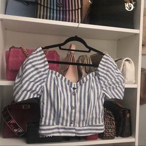 TOPSHOP Stripe off the shoulder top
